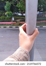 I'm Waiting For The Semarang Trans Bus To Arrive At The Bus Stop