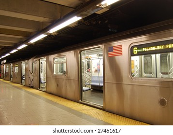 Waiting Train With Open Doors In The New York Subway