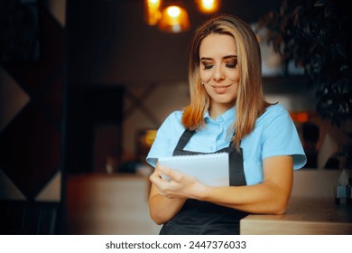 
Waitress Taking Notes about Orders in a Restaurant. Fast food employee at work greeting and helping customers order
 - Powered by Shutterstock