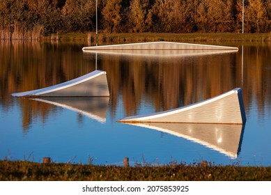 Wake Board Park In Autumn. Outdoor And Extreme Sport