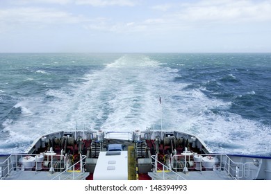 Wake Of A Ferry Boat Crossing The North Sea