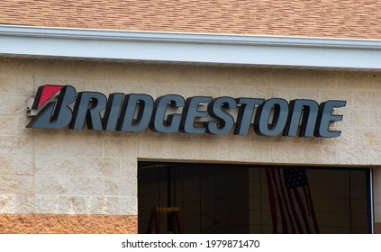 Wake Forest, NC- United States- 05-24-2021: The Bridgestone Logo Is Seen On The Exterior Of A Tire Store. 