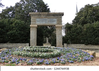 Wake Forest, North Carolina, USA – November 21, 2012: Historical Buildings And Gardens At The Southeastern Baptist Theological Seminary In Wake Forest, North Carolina.