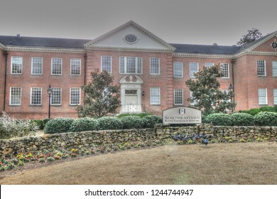 Wake Forest, North Carolina, USA – November 21, 2012: Historical Buildings And Gardens At The Southeastern Baptist Theological Seminary In Wake Forest, North Carolina.