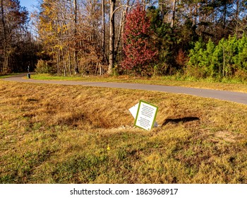 Wake Forest, North Carolina USA-11 29 2020: A Sign Spells Out CDC Guidelines During 2020 Pandemic At Joyner Park