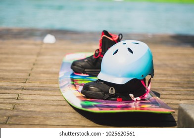 Wakeboard, extreme water sports. Put on the floor, After finishing the competition. - Powered by Shutterstock