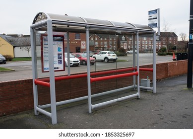 Wakefield, West Yorkshire, United Kingdom - January 06 2020: Bus Stop. 