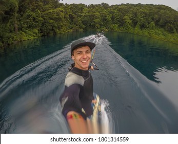 Wakeskate in a lake in southern Chile - Shutterstock ID 1801314559