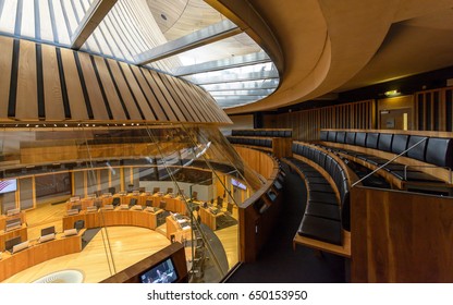 Wales, Cardiff - May 28, 2017: Interior Of National Assembly For Wales G