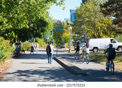 Walk And Bike Trails In Vancouver. Canada BC Sep 2022