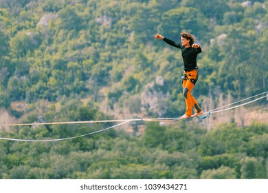 Walk a line in the sky.Turkish Highline Carnival in Antalya. - Powered by Shutterstock