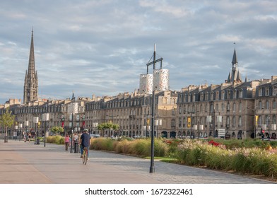 Walk On The Quays Of The Garonne In Bordeaux, France