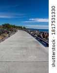 Walk path at the  boating dock in Duluth