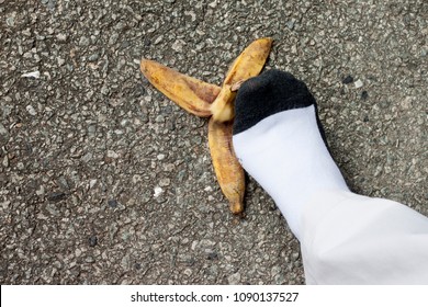 Walk The Pedal Banana Fruit On Cement Floor Because Socks May Be Slippery.