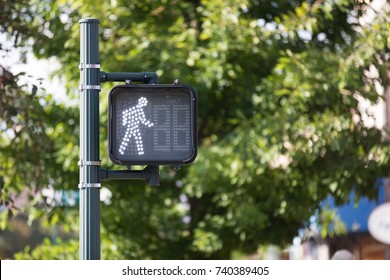 Walk Sign On Pole