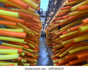 A Walk Way In Siam Square Decorating With Colorful Foam.