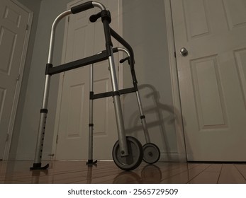 Walker for the elderly. Walker for the elderly. Accommodation center for the elderly.