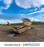 walking around an old ship wreck of City Dulas Anglesey