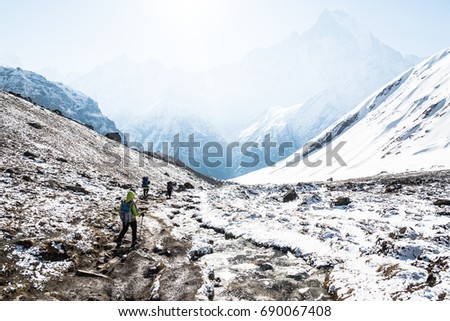 Similar – Hiker on the Zugspitze