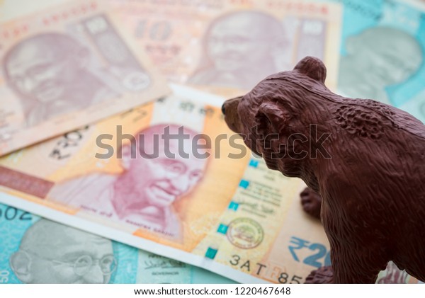 Walking Bear On Indian Rupee Banknotes Stock Photo Edit Now 1220467648 - 