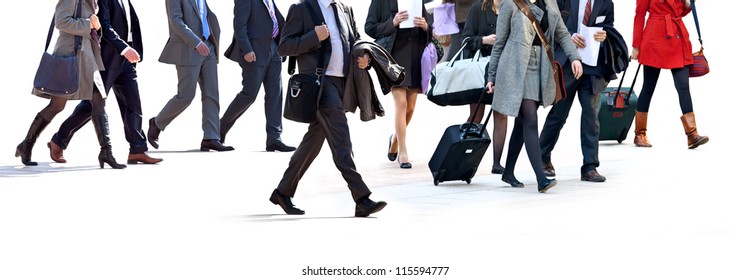Walking businessman. A group of business people on a light background. Urban scene. - Shutterstock ID 115594777
