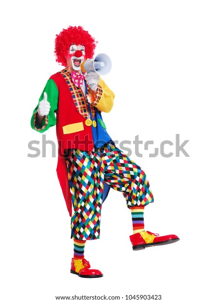 Walking Clown Loudspeaker Showing Thumbs Full Stock Photo (Edit Now ...