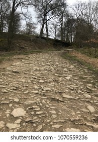 Walking up Cobbled Footpath