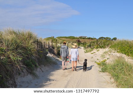 Walking with dog on Cuttyhunk, MA Stock photo © 