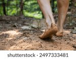 Walking earthing with red clay for health