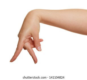 Walking Fingers Of A Woman's Hand On A White Background