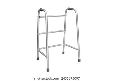 Walking frame medical healthcare tools and equipment for disabled people, patients, elderly. metal walker extendable frame. White transparent isolated background. - Powered by Shutterstock