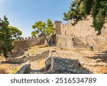 Walking inside the castle of Nafpaktos in Greece.