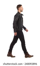 walking man black leather