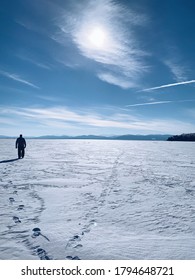 Walking On Lake Champlain (frozen) During The Winter.