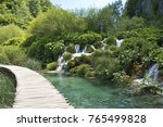 The walking path between the lakes at Plitvice National Park, Croatia