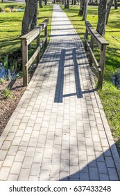 Walking path with bridge. 
