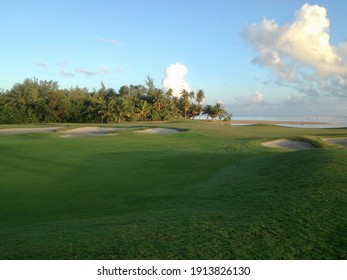 Walking path through a Golf Club in Coco Beach, Puerto Rico during sunrise