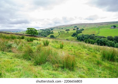 Walking Pennine Way Near Cumbria. The Landscapes Around Alston Town, Highest Market Settlement In England, Selective Focus