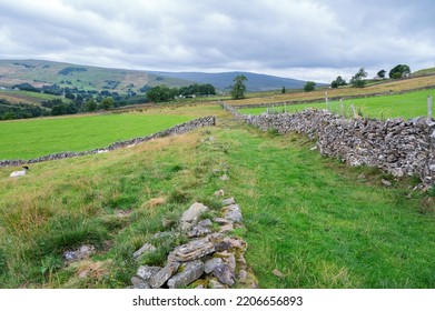 Walking Pennine Way Near Cumbria. The Landscapes Around Alston Town, Highest Market Settlement In England, Selective Focus