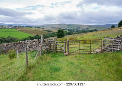 Walking Pennine Way Near Cumbria. The Landscapes Around Alston Town, Highest Market Settlement In England, Selective Focus