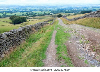 Walking Pennine Way Near Cumbria. The Landscapes Around Alston Town, Highest Market Settlement In England, Selective Focus