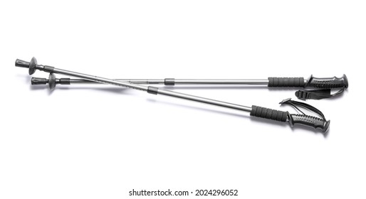 Walking Poles On White Background