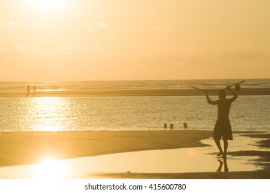 Walking at sunset
