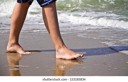Walking in the surf
