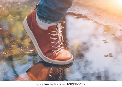 Walking through the spring puddles