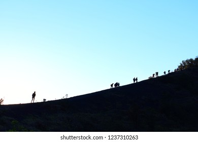walking to the top of a mountain