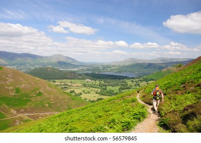 Walking Toward Keswick From Causey Pike, English Lake District