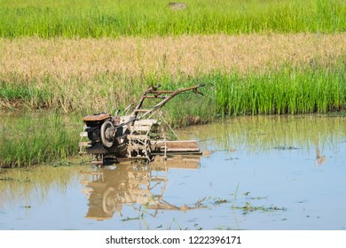 Walking Tractor Farmer Driving Tiller Tractor Stock Photo 1222396171 ...