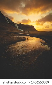 Walking in a winter sunrise in Iceland