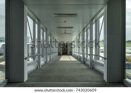 Walkway to airplane, Inside bridge that headed to plane